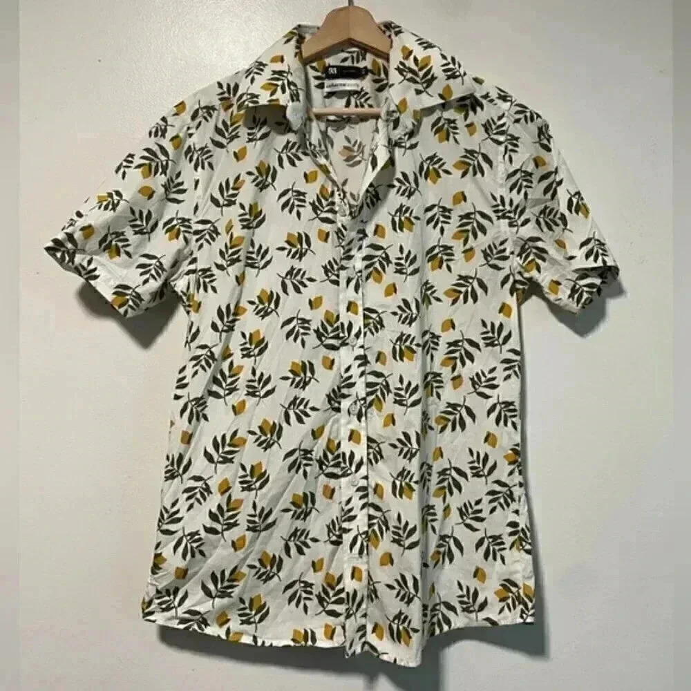 Simons Lemon Print Button-Up Cotton Shirt - 15.5 / 39